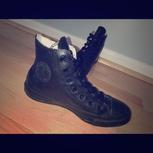 All black rubber hightop Converse